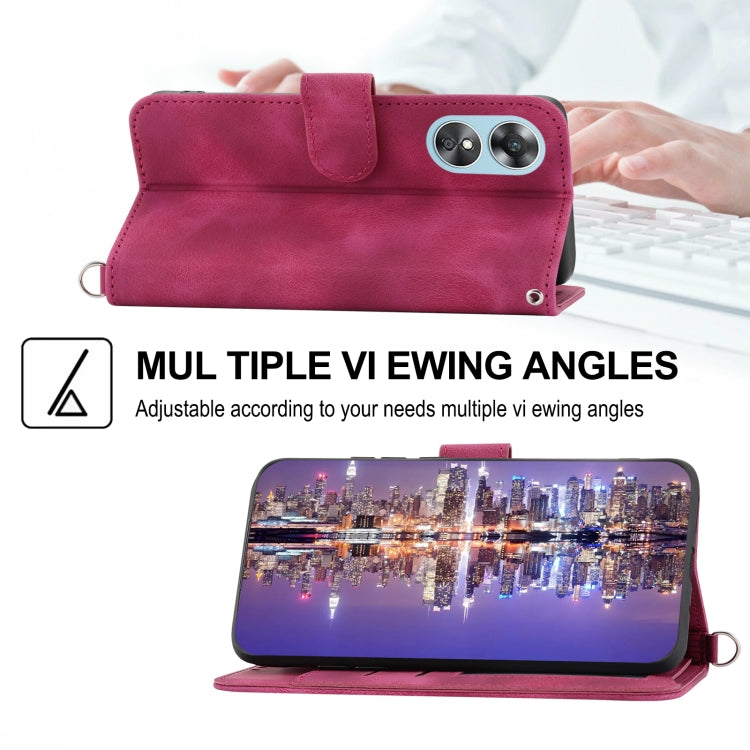 For OPPO A17 4G Skin-feel Flowers Embossed Wallet Leather Phone Case