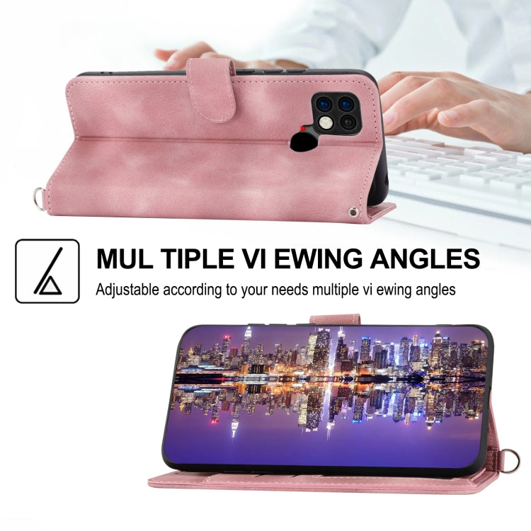 For Xiaomi Poco C40 Skin-feel Flowers Embossed Wallet Leather Phone Case