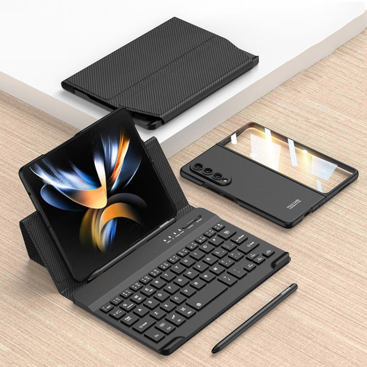 For Samsung Galaxy Z Fold4 GKK Magnetic Folding Bluetooth Keyboard Leather Case with Pen + Phone Case