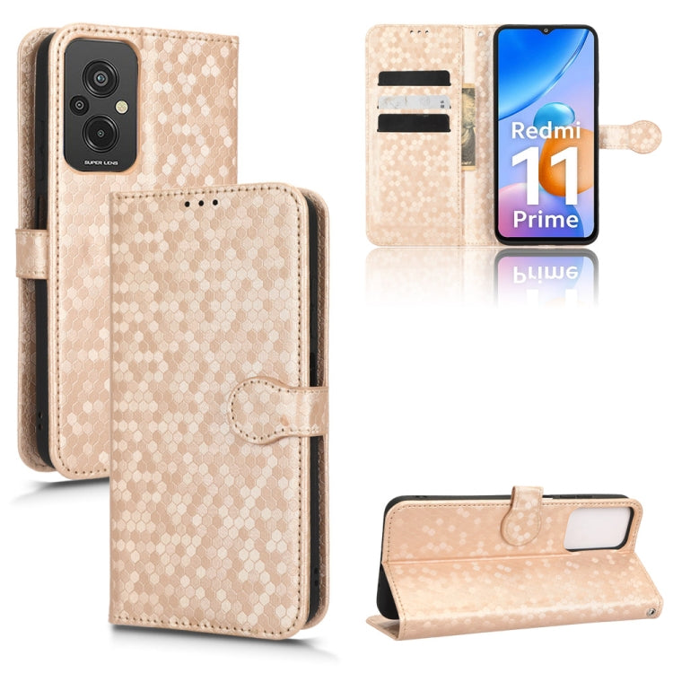For Xiaomi Redmi 11 Prime 4G Honeycomb Dot Texture Leather Phone Case