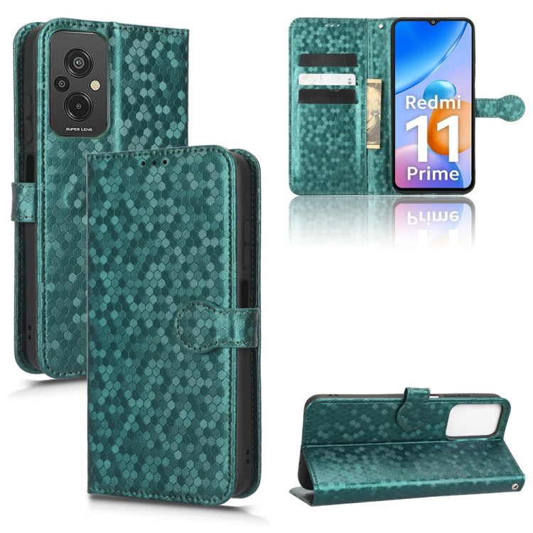 For Xiaomi Redmi 11 Prime 4G Honeycomb Dot Texture Leather Phone Case