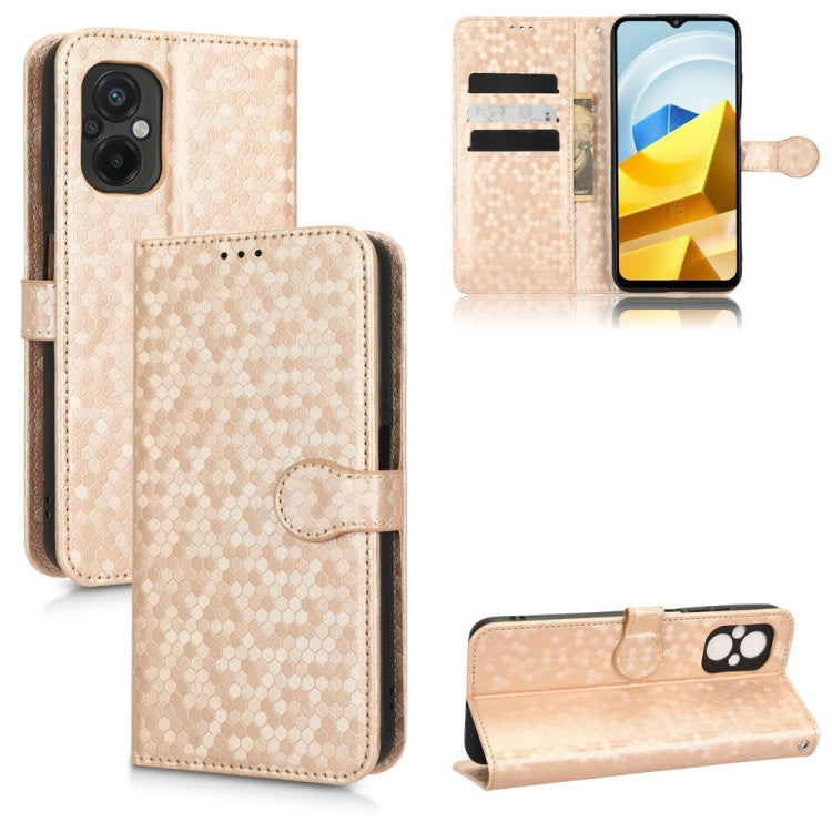 For Xiaomi Poco M5 Honeycomb Dot Texture Leather Phone Case