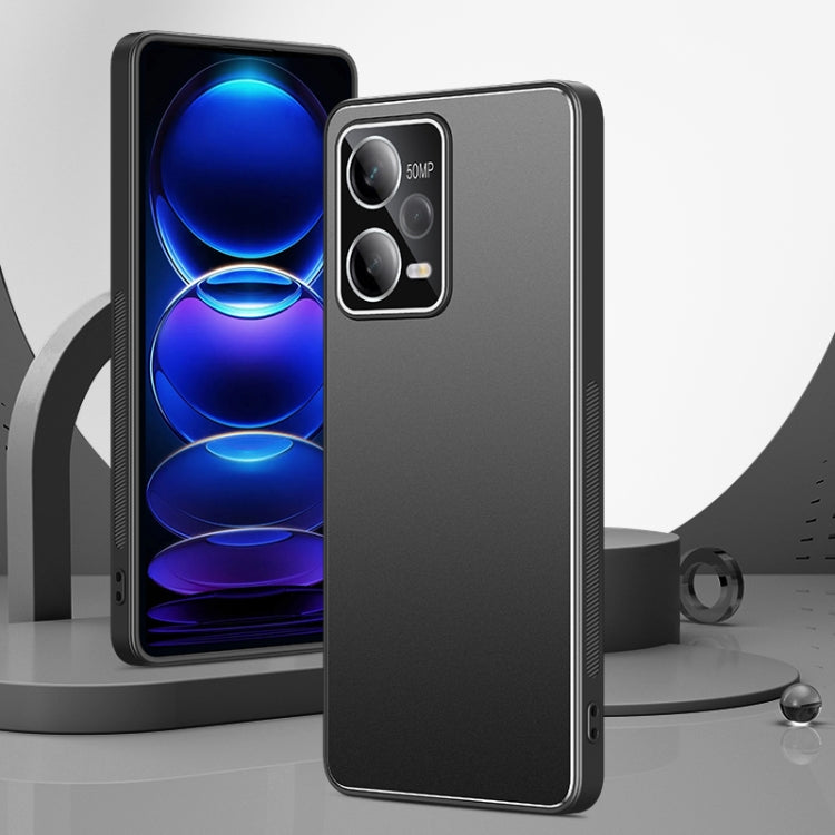 For Xiaomi Redmi Note 12 Pro 5G China All-Inclusive Lens Frosted Metal Phone Case(Black)