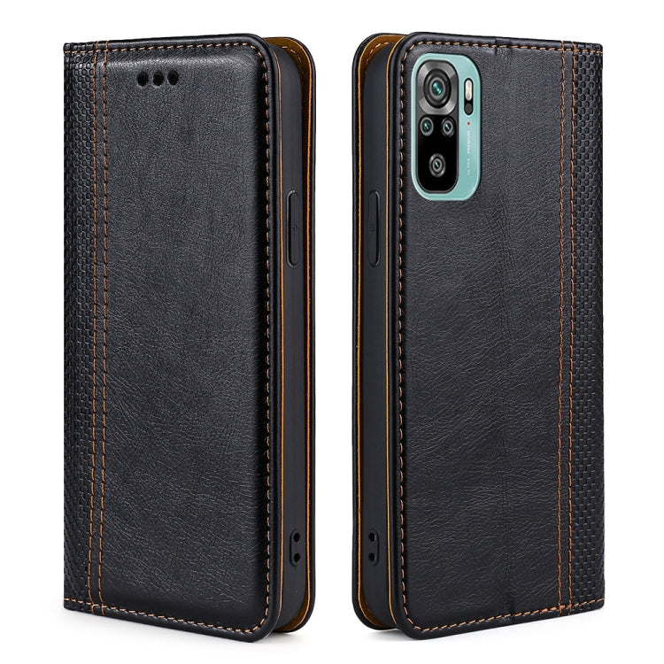 For Xiaomi Poco M5s 4G/Redmi Note 11 SE India Grid Texture Magnetic Flip Leather Phone Case
