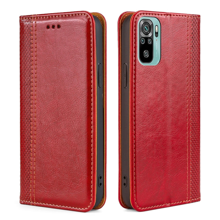 For Xiaomi Poco M5s 4G/Redmi Note 11 SE India Grid Texture Magnetic Flip Leather Phone Case