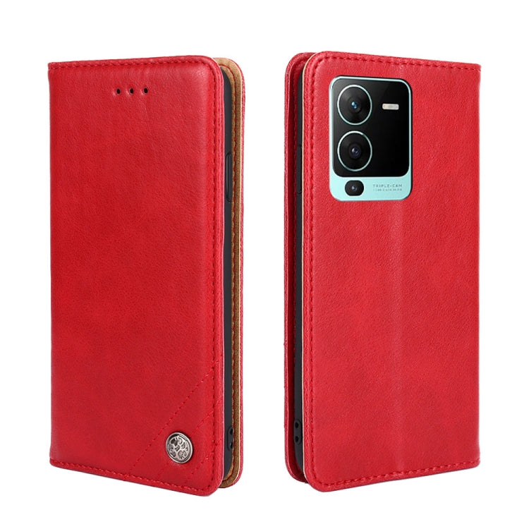 For vivo V25 Pro 5G Non-Magnetic Retro Texture Flip Leather Phone Case