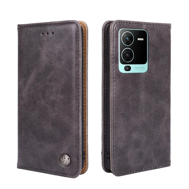 For vivo V25 Pro 5G Non-Magnetic Retro Texture Flip Leather Phone Case