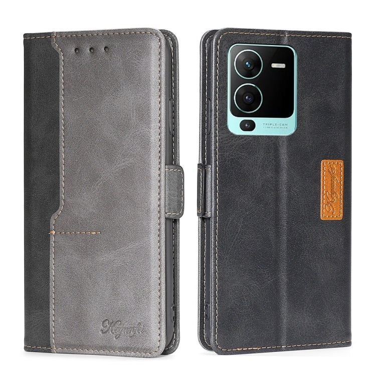 For vivo V25 Pro 5G Contrast Color Side Buckle Leather Phone Case