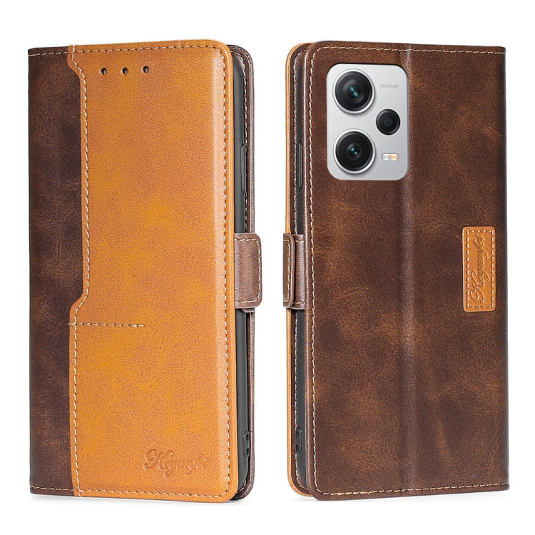 For Xiaomi Redmi Note 12 Pro+ China Contrast Color Side Buckle Leather Phone Case