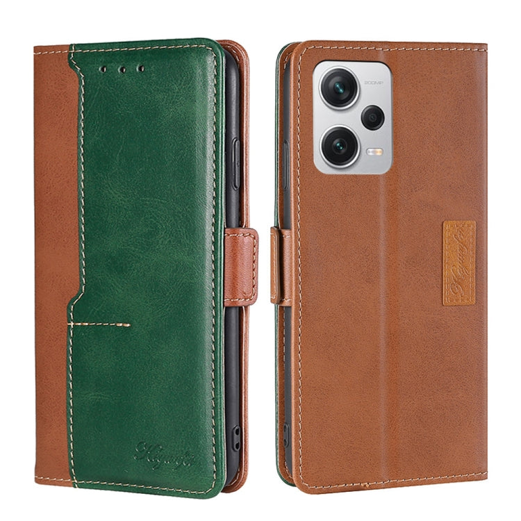 For Xiaomi Redmi Note 12 Pro+ China Contrast Color Side Buckle Leather Phone Case