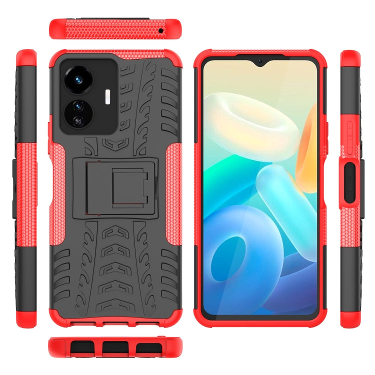 For vivo Y77 Tire Texture TPU + PC Phone Case with Holder