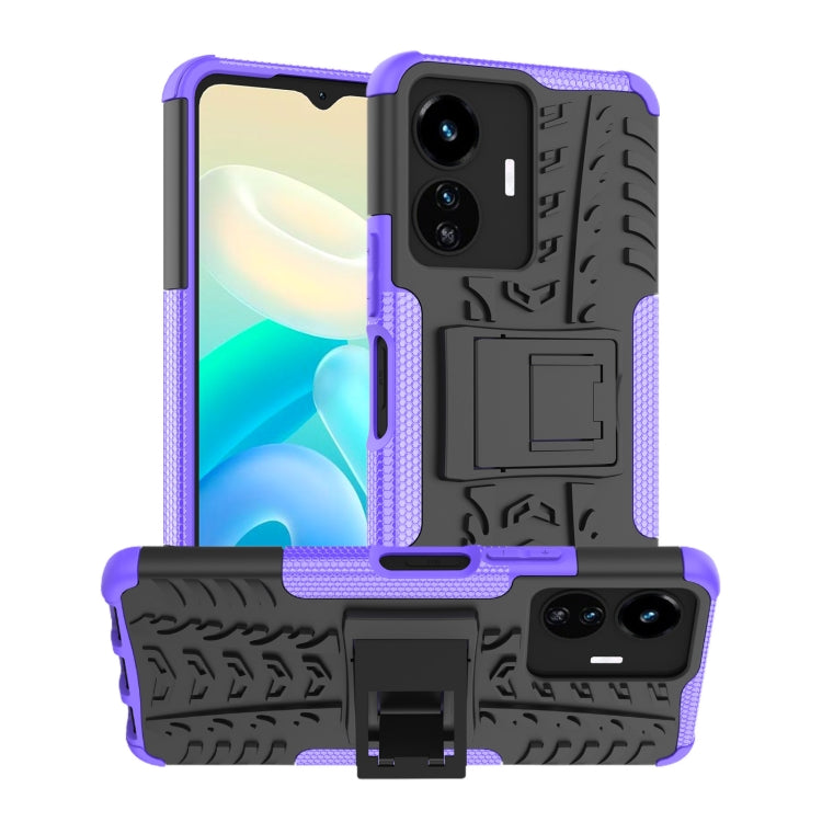 For vivo Y77 Tire Texture TPU + PC Phone Case with Holder