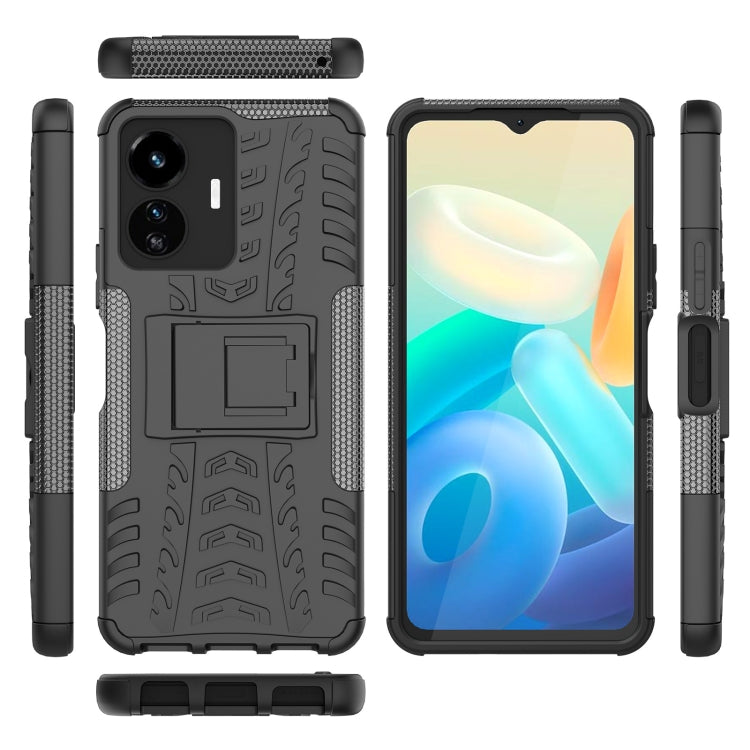 For vivo Y77 Tire Texture TPU + PC Phone Case with Holder