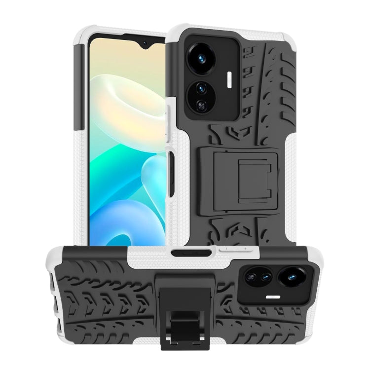 For vivo Y77 Tire Texture TPU + PC Phone Case with Holder