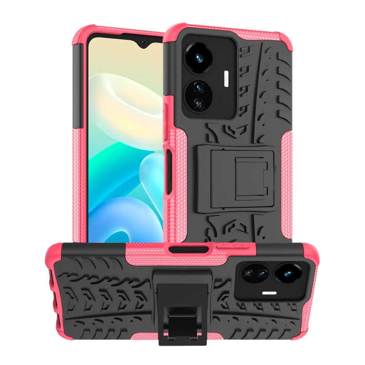 For vivo Y77 Tire Texture TPU + PC Phone Case with Holder