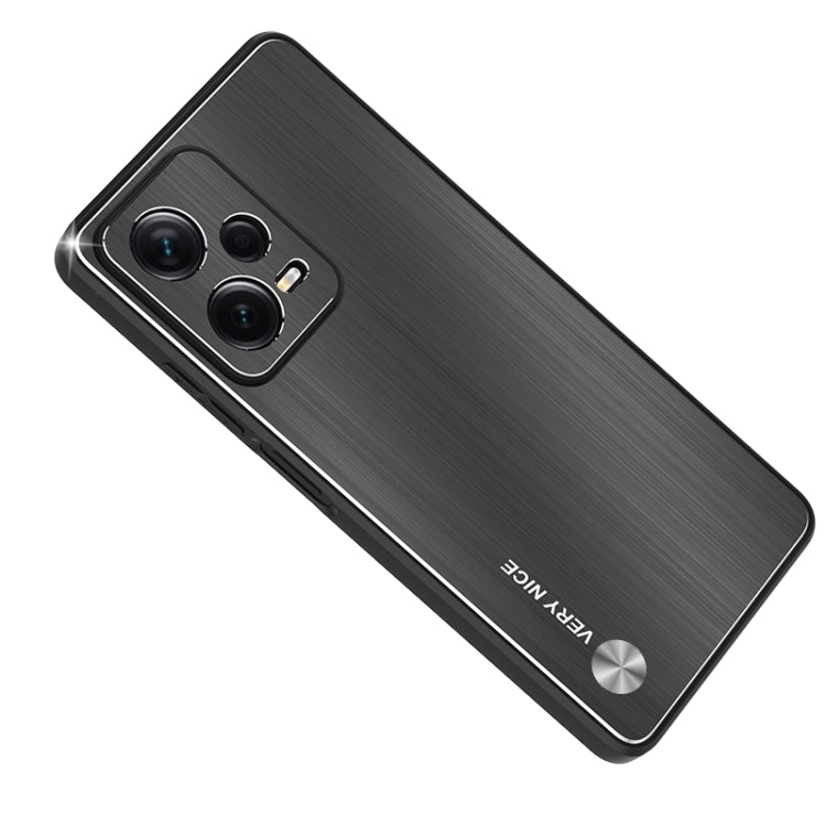 For Xiaomi Redmi Note 12 Pro+ China Metal Brushed Texture Shockproof Phone Case