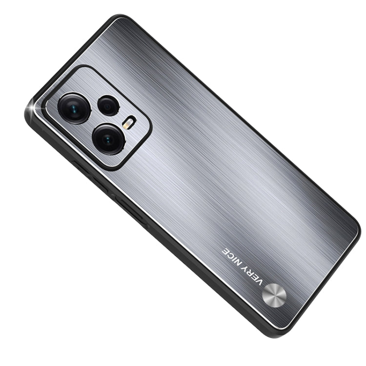 For Xiaomi Redmi Note 12 Pro+ China Metal Brushed Texture Shockproof Phone Case