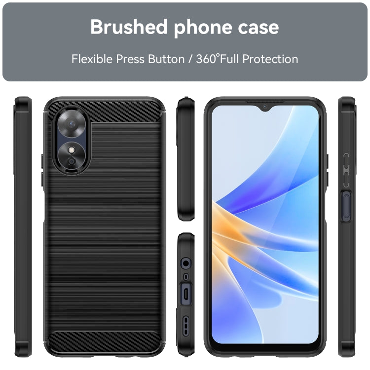 For OPPO A17 Brushed Texture Carbon Fiber TPU Phone Case