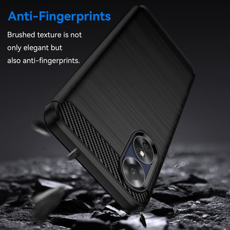 For OPPO A17 Brushed Texture Carbon Fiber TPU Phone Case