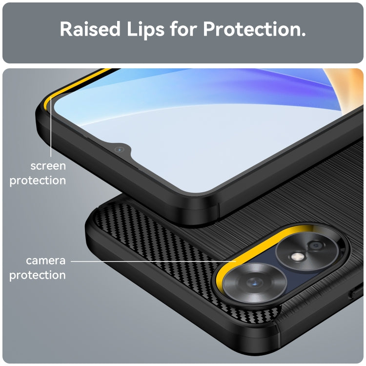 For OPPO A17 Brushed Texture Carbon Fiber TPU Phone Case