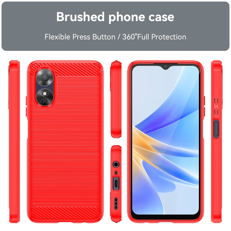 For OPPO A17 Brushed Texture Carbon Fiber TPU Phone Case