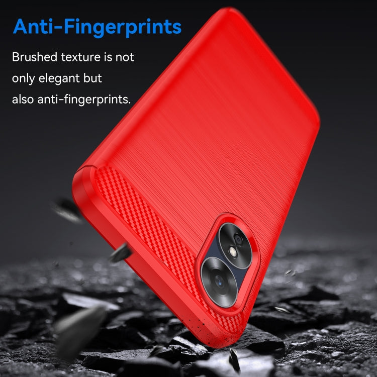 For OPPO A17 Brushed Texture Carbon Fiber TPU Phone Case