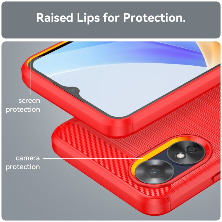 For OPPO A17 Brushed Texture Carbon Fiber TPU Phone Case