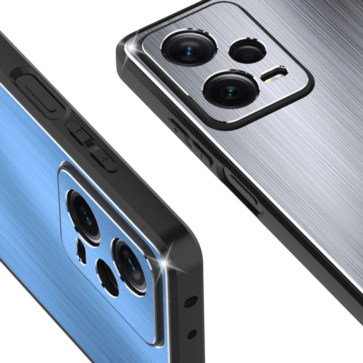 For Xiaomi Redmi Note 12 Pro+ China Metal Brushed Texture Shockproof Phone Case with Holder
