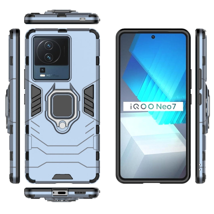 For vivo iQOO Neo7 PC + TPU Shockproof Protective Phone Case with Magnetic Ring Holder