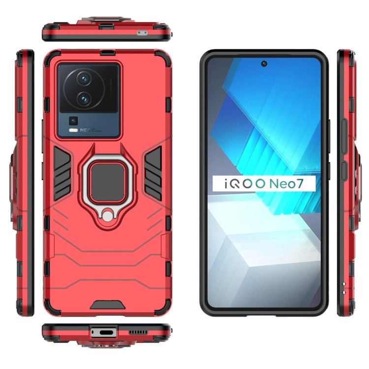 For vivo iQOO Neo7 PC + TPU Shockproof Protective Phone Case with Magnetic Ring Holder