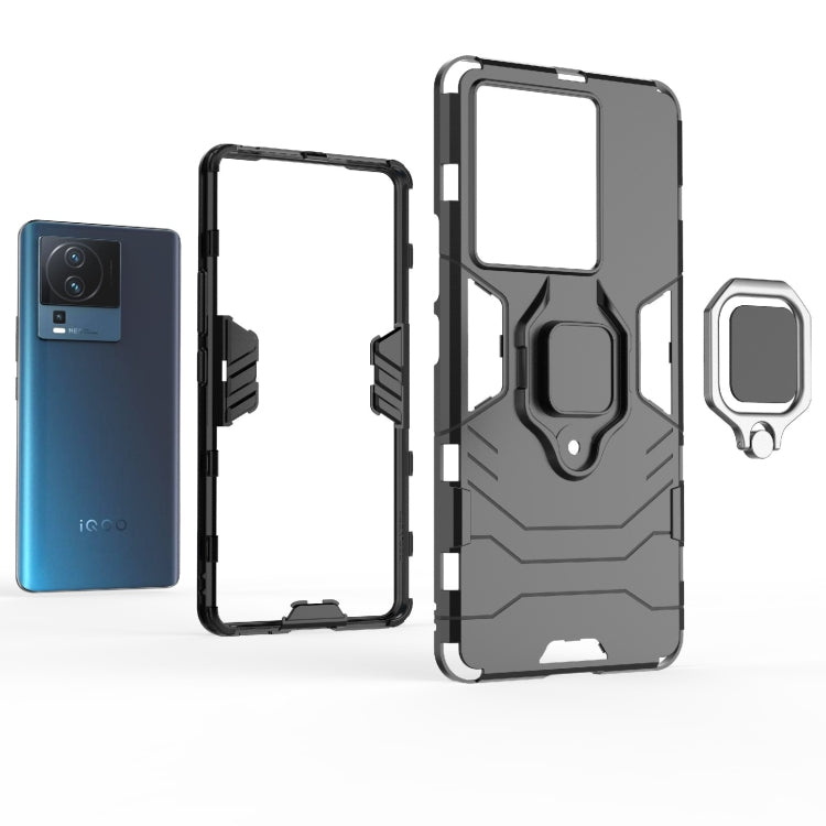 For vivo iQOO Neo7 PC + TPU Shockproof Protective Phone Case with Magnetic Ring Holder
