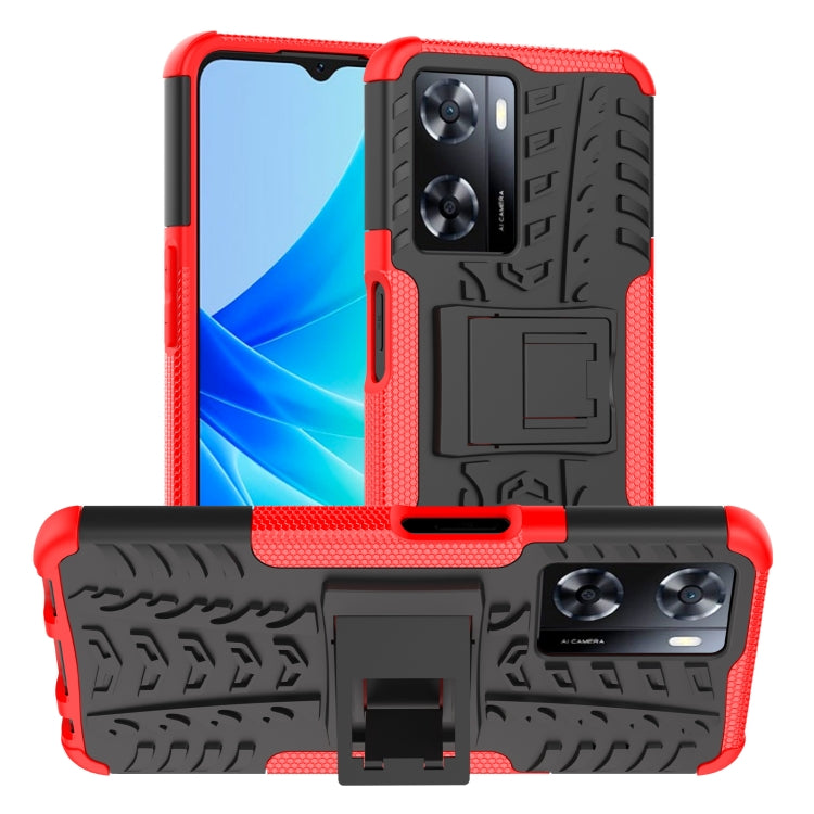 For OPPO A57 4G Tire Texture TPU + PC Phone Case with Holder