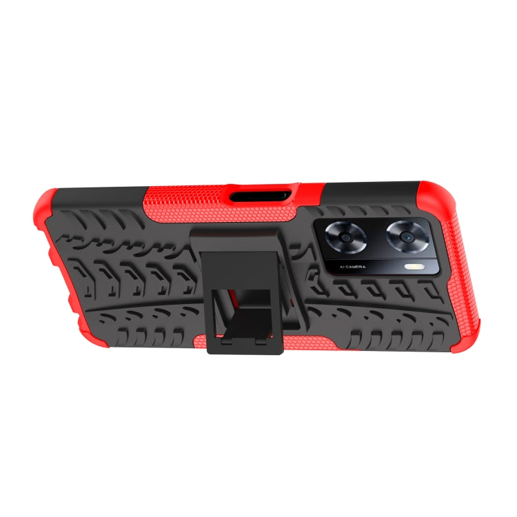 For OPPO A57 4G Tire Texture TPU + PC Phone Case with Holder