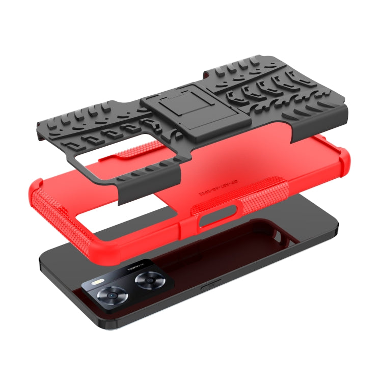 For OPPO A57 4G Tire Texture TPU + PC Phone Case with Holder