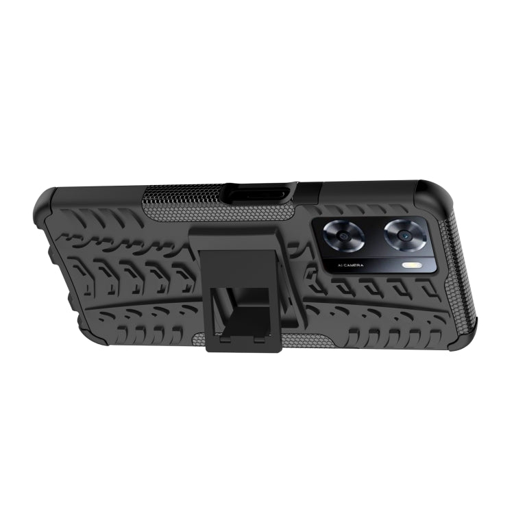 For OPPO A57 4G Tire Texture TPU + PC Phone Case with Holder