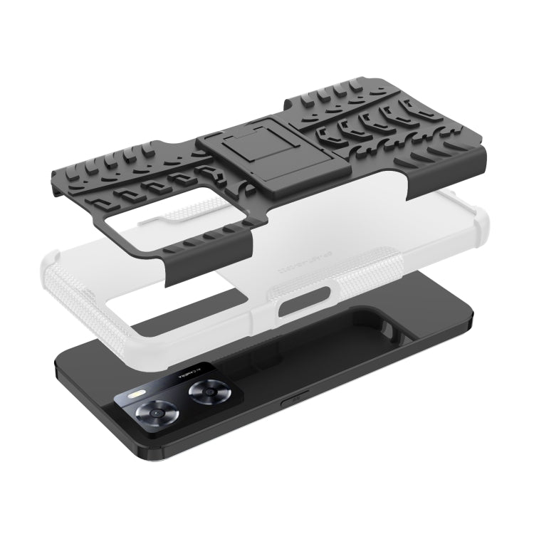 For OPPO A57 4G Tire Texture TPU + PC Phone Case with Holder