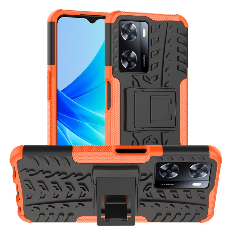 For OPPO A57 4G Tire Texture TPU + PC Phone Case with Holder