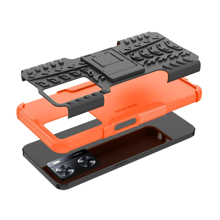 For OPPO A57 4G Tire Texture TPU + PC Phone Case with Holder