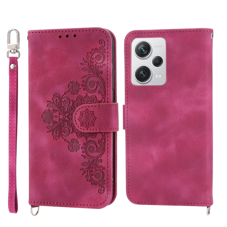 For Xiaomi Redmi Note 12 Pro+ China Skin-feel Flowers Embossed Wallet Leather Phone Case