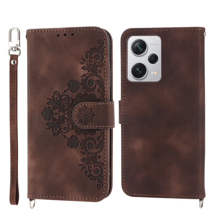 For Xiaomi Redmi Note 12 Pro+ China Skin-feel Flowers Embossed Wallet Leather Phone Case