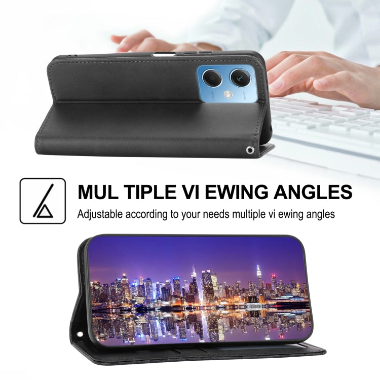 For Xiaomi Redmi Note 12 China Cubic Grid Calf Texture Magnetic Leather Phone Case