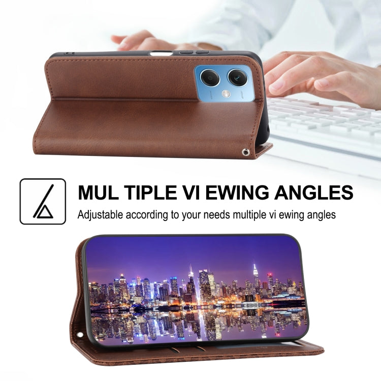 For Xiaomi Redmi Note 12 China Cubic Grid Calf Texture Magnetic Leather Phone Case