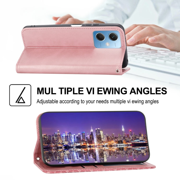 For Xiaomi Redmi Note 12 China Cubic Grid Calf Texture Magnetic Leather Phone Case