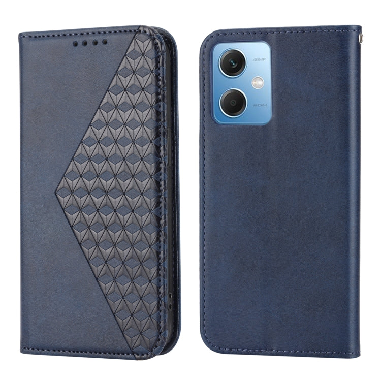 For Xiaomi Redmi Note 12 China Cubic Grid Calf Texture Magnetic Leather Phone Case