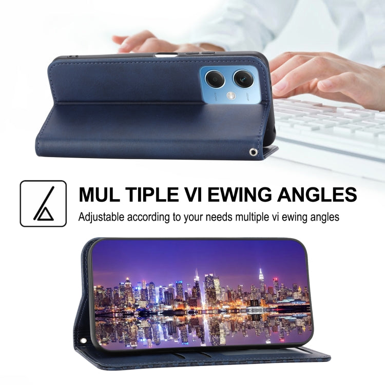 For Xiaomi Redmi Note 12 China Cubic Grid Calf Texture Magnetic Leather Phone Case