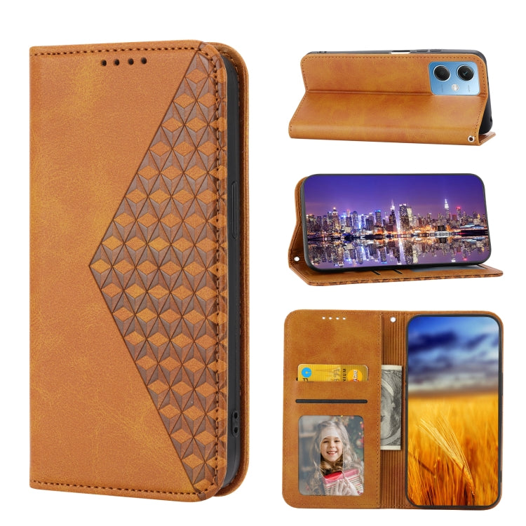 For Xiaomi Redmi Note 12 China Cubic Grid Calf Texture Magnetic Leather Phone Case
