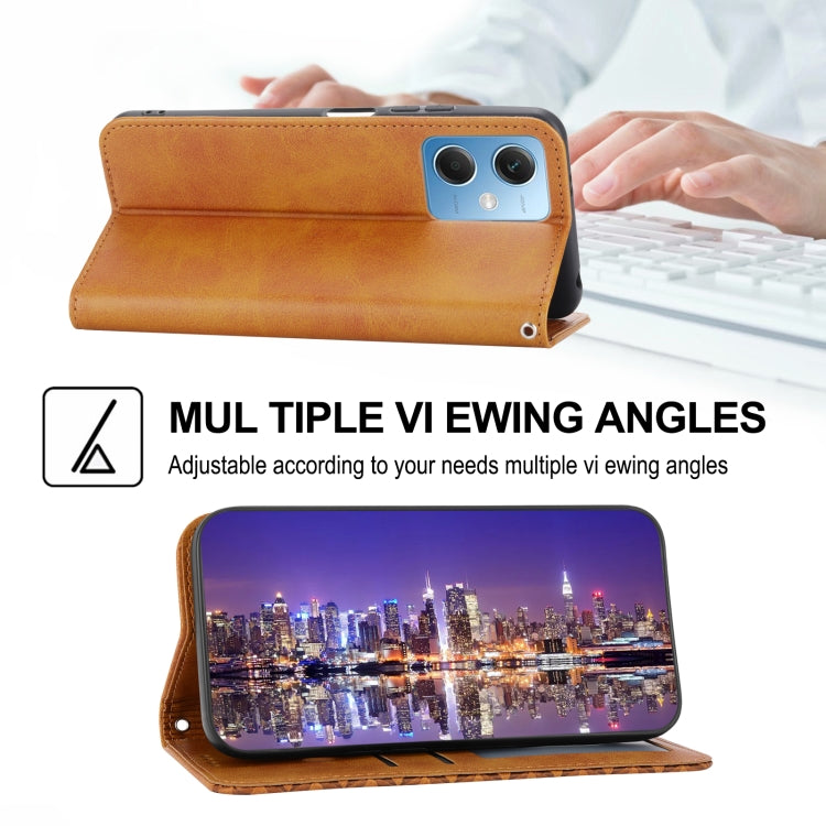 For Xiaomi Redmi Note 12 China Cubic Grid Calf Texture Magnetic Leather Phone Case