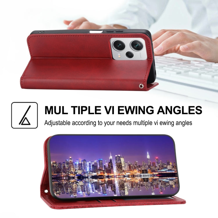 For Xiaomi Redmi Note 12 Pro+ China Cubic Grid Calf Texture Magnetic Leather Phone Case