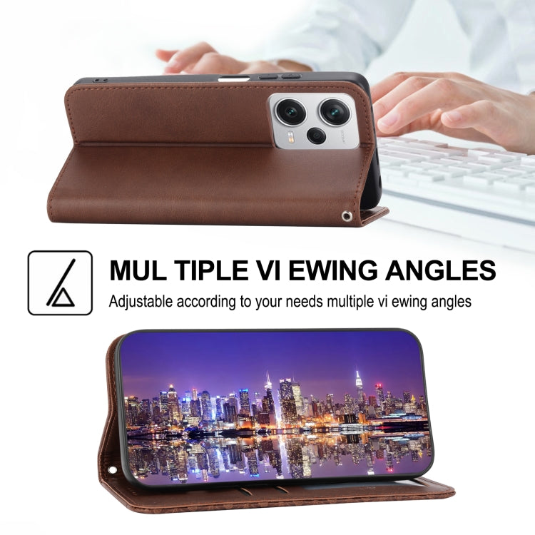 For Xiaomi Redmi Note 12 Pro+ China Cubic Grid Calf Texture Magnetic Leather Phone Case