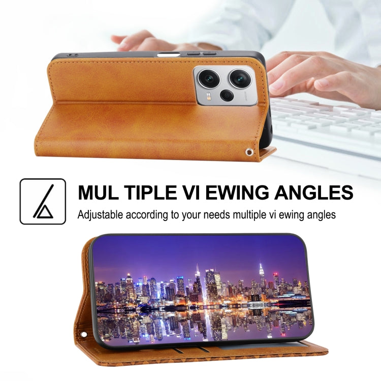 For Xiaomi Redmi Note 12 Pro+ China Cubic Grid Calf Texture Magnetic Leather Phone Case